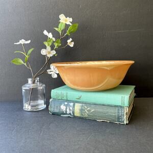 Vintage Fire King Lusterware Peach Bowl Olive Laurel Leaves